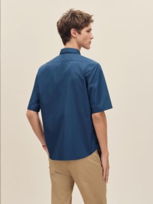 Chemise corps droit manches courtes patte cuir, Vue: Vue portée, worn, vue 3 sur 6