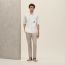 Chemise corps droit manches courtes patte cuir, blanc