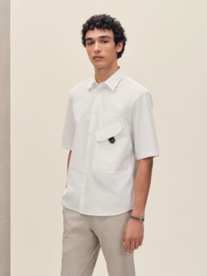 Chemise corps droit manches courtes patte cuir, Vue: Vue portée, worn, vue 2 sur 6
