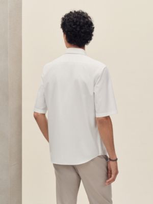 Chemise corps droit manches courtes patte cuir, Vue: Vue portée, worn, vue 3 sur 6