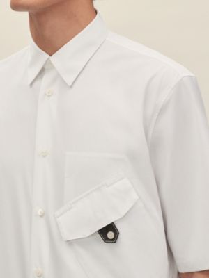 Chemise corps droit manches courtes patte cuir, Vue: Vue portée, worn, vue 5 sur 6
