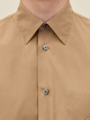 Short-sleeve straight cut shirt with leather detail, View: Worn, worn, view 4 of 6