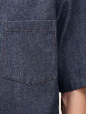 Short-sleeve straight cut shirt with notched collar, View: Worn, worn, view 5 of 5