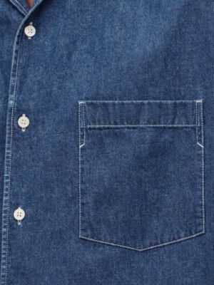 Short-sleeve straight cut shirt with notched collar, View: front, front, view 4 of 5