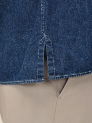 Short-sleeve straight cut shirt with notched collar, View: Worn, worn, view 5 of 5