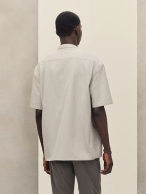Short-sleeve boxy fit shirt with vareuse collar, View: Worn, worn, view 3 of 7