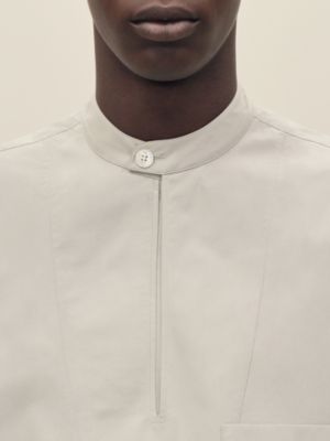 Short-sleeve boxy fit shirt with vareuse collar, View: Worn, worn, view 5 of 7