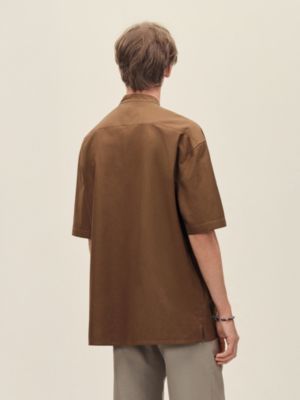 Short-sleeve boxy fit shirt with vareuse collar, View: Worn, worn, view 3 of 7