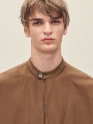 Short-sleeve boxy fit shirt with vareuse collar, View: Worn, worn, view 4 of 7