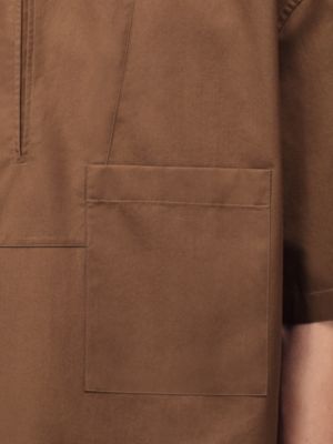 Short-sleeve boxy fit shirt with vareuse collar, View: Worn, worn, view 6 of 7