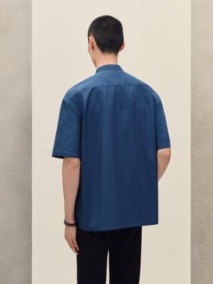 Short-sleeve boxy fit shirt with vareuse collar, View: Worn, worn, view 3 of 7