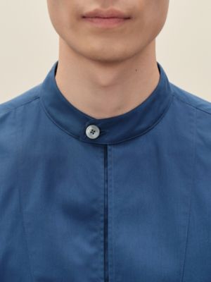 Short-sleeve boxy fit shirt with vareuse collar, View: Worn, worn, view 5 of 7