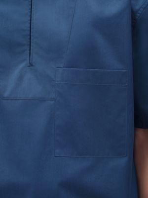 Short-sleeve boxy fit shirt with vareuse collar, View: Worn, worn, view 6 of 7