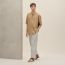 Short-sleeve boxy fit shirt with vareuse collar, kraft
