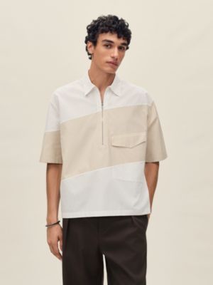 "En diagonale" boxy fit polo shirt, View: Worn, worn, view 2 of 5