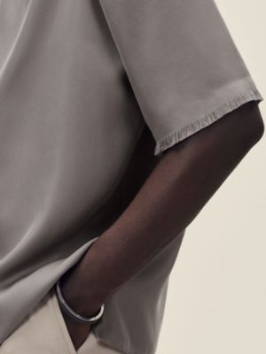 Short-sleeve boxy fit fringed shirt, View: Worn, worn, view 5 of 5