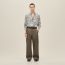 "Eperon d'Or Quadrilignes" straight cut shirt, café