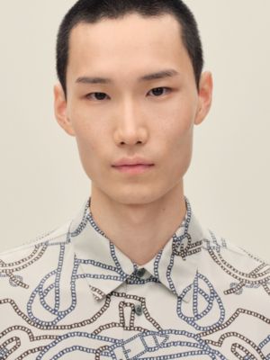"Eperon d'Or Quadrilignes" straight cut shirt, View: Worn, worn, view 5 of 7