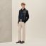 "Devant cuir" buttoned jacket, noir