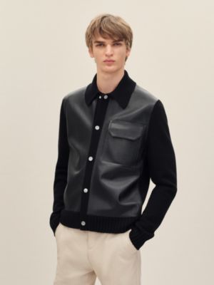 "Devant cuir" buttoned jacket, View: Worn, worn, view 2 of 6