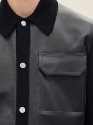 "Devant cuir" buttoned jacket, View: Worn, worn, view 4 of 6