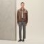 "Devant cuir" buttoned jacket, caramel