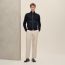 "Devant cuir" zipped jacket, marine