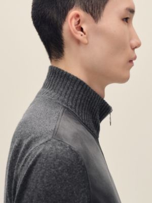 "Devant cuir" zipped jacket, View: Worn, worn, view 6 of 7