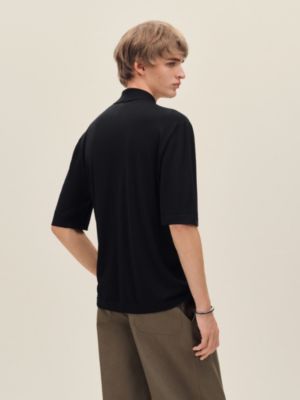 "Eperon d'Or Soie Plissee" short-sleeve straight cut shirt, View: Worn, worn, view 3 of 5