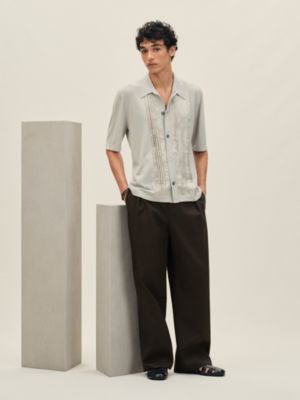 "Eperon d'Or Soie Plissee" short-sleeve straight cut shirt