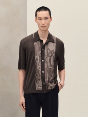 "Eperon d'Or Soie Plissee" short-sleeve straight cut shirt, View: Worn, worn, view 3 of 6