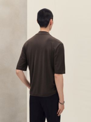 "Eperon d'Or Soie Plissee" short-sleeve straight cut shirt, View: Worn, worn, view 4 of 6