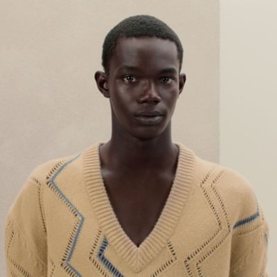 "Jour et Ajours" V-neck sweater, View: video, view 2 of 6