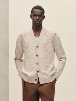 "Jour et Ajours" buttoned cardigan, View: Worn, worn, view 3 of 6