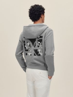 "Ex-Libris" zipped hooded sweater, View: Worn, worn, view 3 of 5