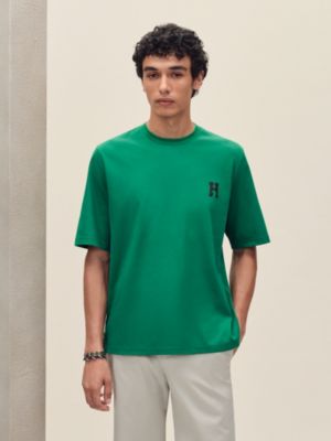 "H'Cheval" t-shirt with leather detail, View: Worn, worn, view 2 of 4