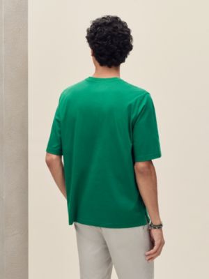 "H'Cheval" t-shirt with leather detail, View: Worn, worn, view 3 of 4