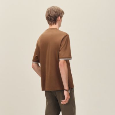 81 HERMES ブラウンTシャツ 半袖 コットン100% フランス製 HERMES（エルメス）Tシャツ・カットソー 赤 サイズ:XS メンズ