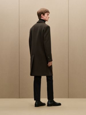 Emile Croise cashmere coat with leather detail, View: Worn, worn, view 4 of 9