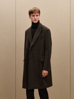 Emile Croise cashmere coat with leather detail, View: Worn, worn, view 5 of 9