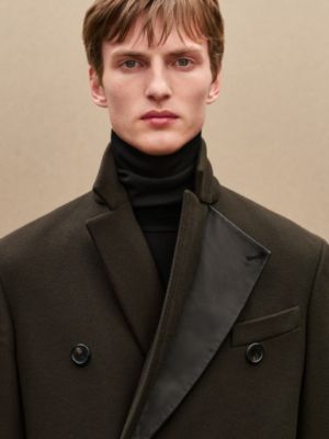 Emile Croise cashmere coat with leather detail, View: Worn, worn, view 6 of 9