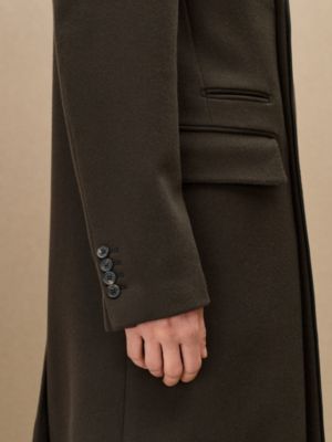 Emile Croise cashmere coat with leather detail, View: Worn, worn, view 7 of 9