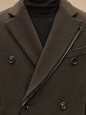 Emile Croise cashmere coat with leather detail, View: Worn, worn, view 9 of 9
