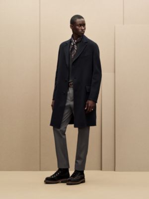 Emile cashmere coat with leather details