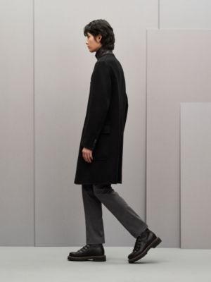 Emile 가죽 디테일 캐시미어 코트, 보기: 이미지: 제품 착용 이미지, worn, 3개 중 8번째 보기