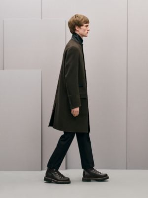 Emile 가죽 디테일 캐시미어 코트, 보기: 이미지: 제품 착용 이미지, worn, 2개 중 7번째 보기