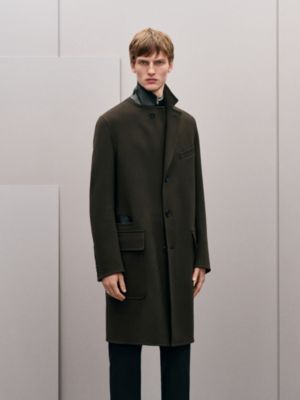 Emile 가죽 디테일 캐시미어 코트, 보기: 이미지: 제품 착용 이미지, worn, 4개 중 7번째 보기