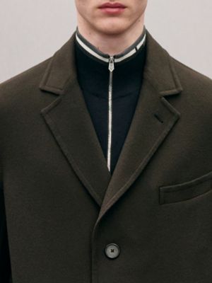 Emile 가죽 디테일 캐시미어 코트, 보기: 이미지: 제품 착용 이미지, worn, 6개 중 7번째 보기