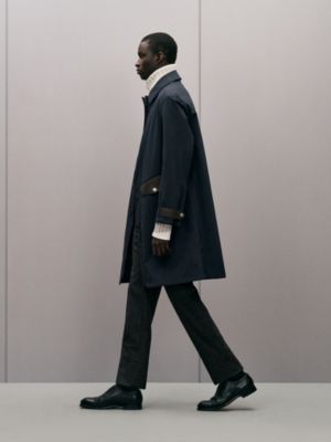 Raincoat with leather details, View: Worn, worn, view 2 of 6