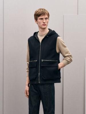 Cashmere reversible hooded vest, View: Worn, worn, view 3 of 8